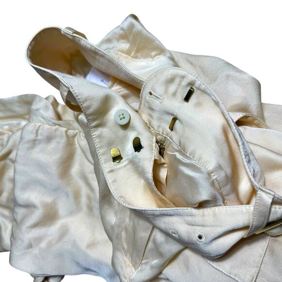l'academie Mel Pants Belted Trousers Wide Leg Satin Beige Neutral Revolve NEW - Picture 8 of 8